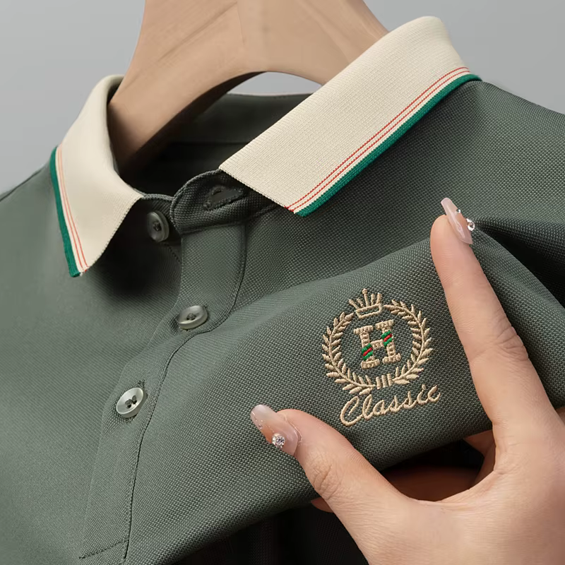 Paul's T-shirt d'été à manches courtes pour homme avec col ajusté et polo brodé, haut paresseux, dis