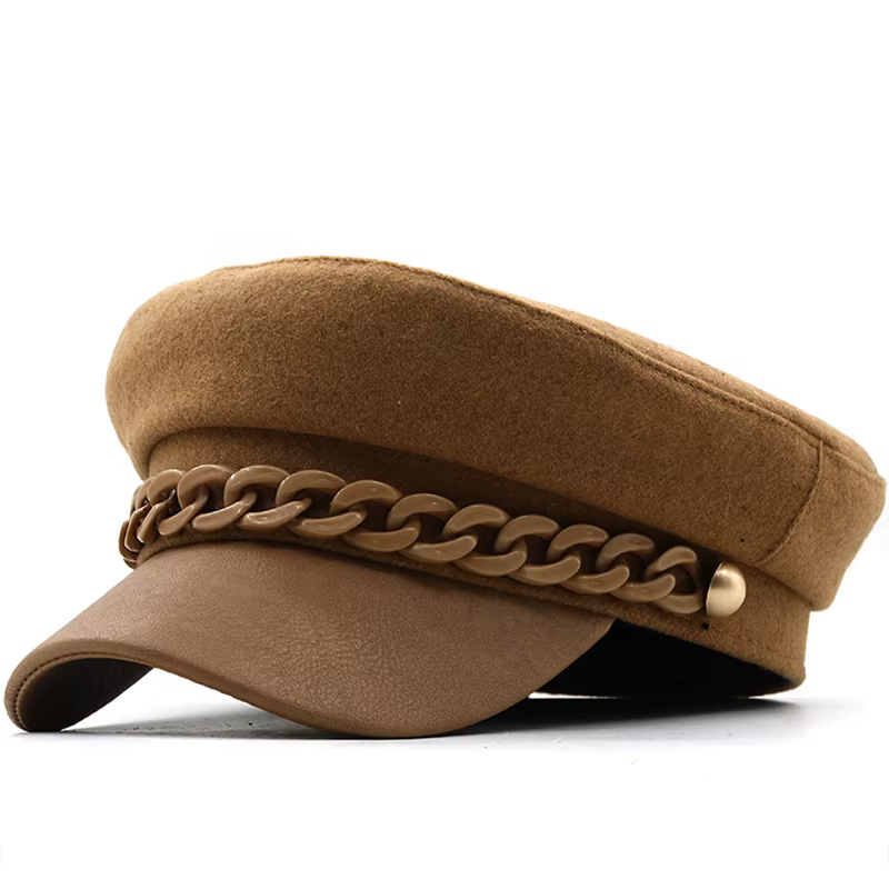 Casquette octogonale Simple pour femmes, chapeaux d'automne et d'hiver pour femmes, chapeau en laine