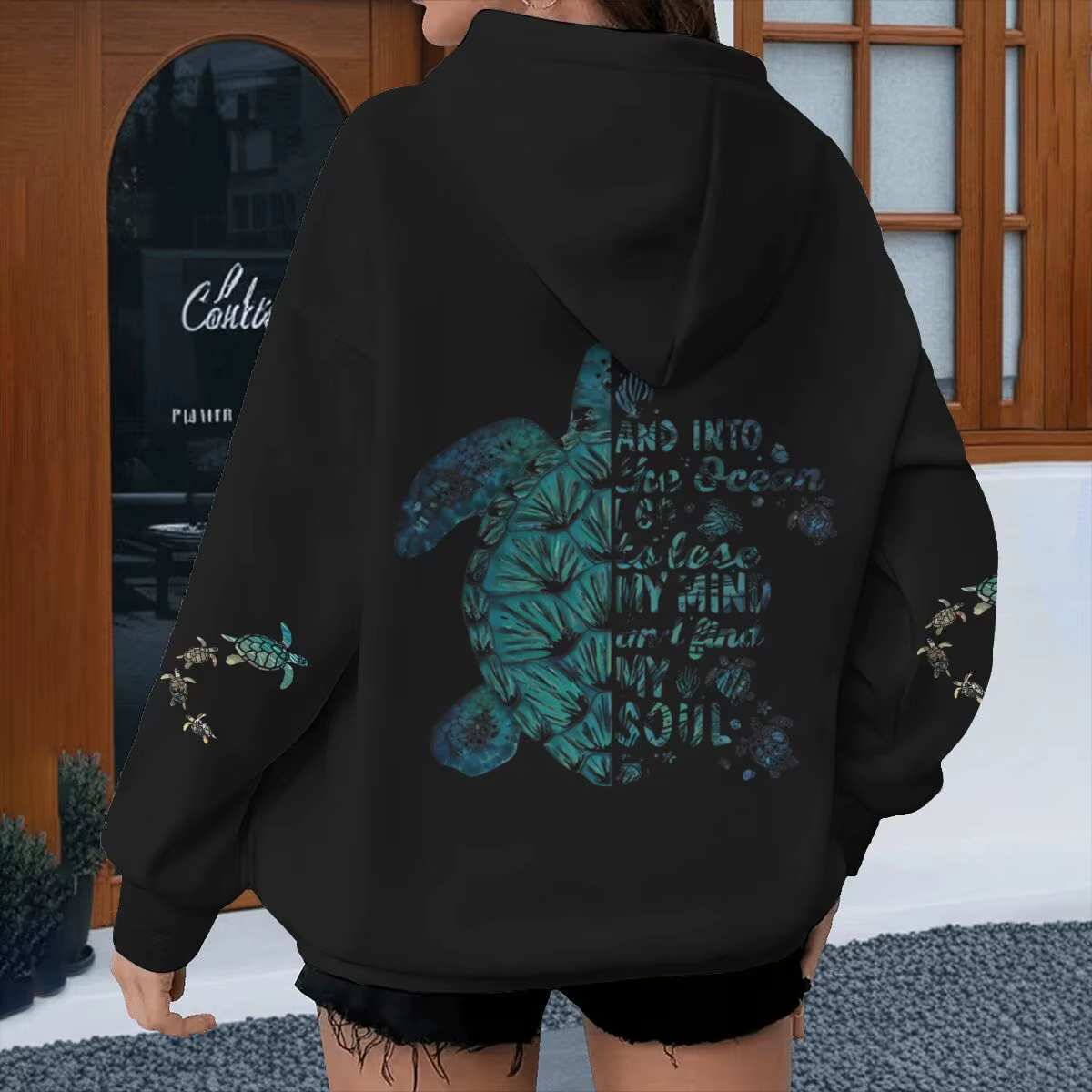Sweat-shirt vintage Turtle « And Into The Ocean I Go » pour femmes et hommes, cadeaux pour les amour