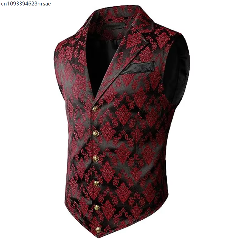 Gilet de costume à simple boutonnage pour hommes, Style Court victorien, col rabattu, rétro britanni