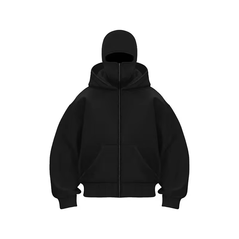 Cagoule à capuche zippée pour homme, sweat-shirt chaud et décontracté, Y2K, avec masque facial à cap