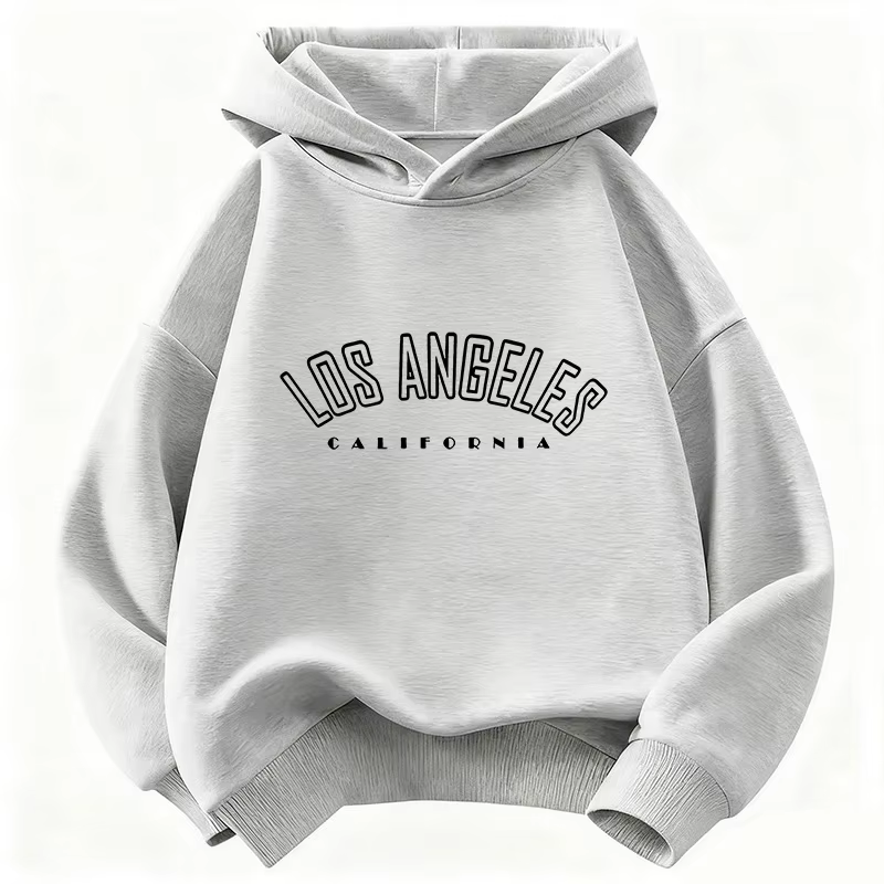 Sweat-shirt à capuche décontracté pour enfants, imprimé lettres Los Angeles, pour garçons et filles,