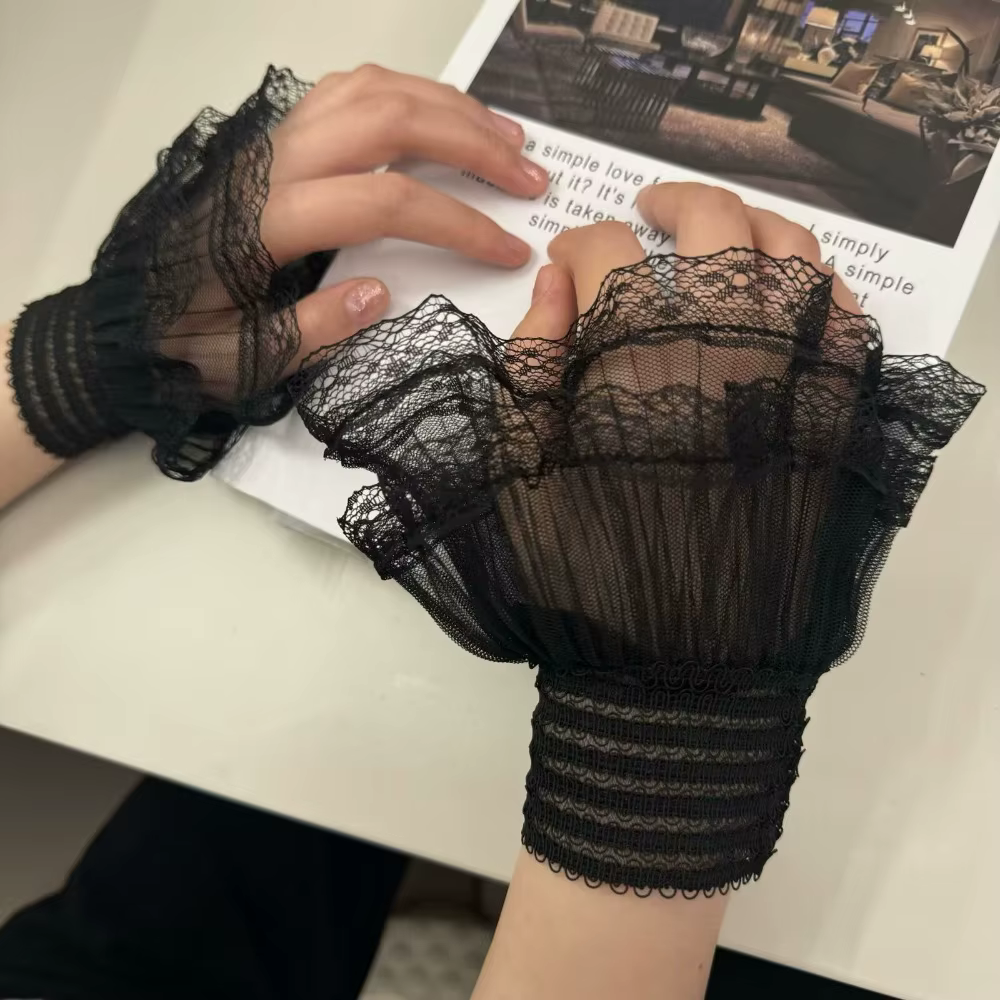 Nouvelle manchette à volants multicouche détachable, blanche et noire, accessoire vestimentaire