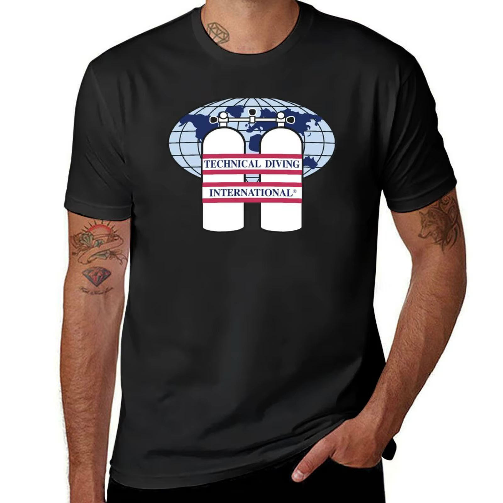 Technical Diving International-TDI Logo Merch T-Shirt pour Homme, Surdimensionné, Imprimé Animal, Vi