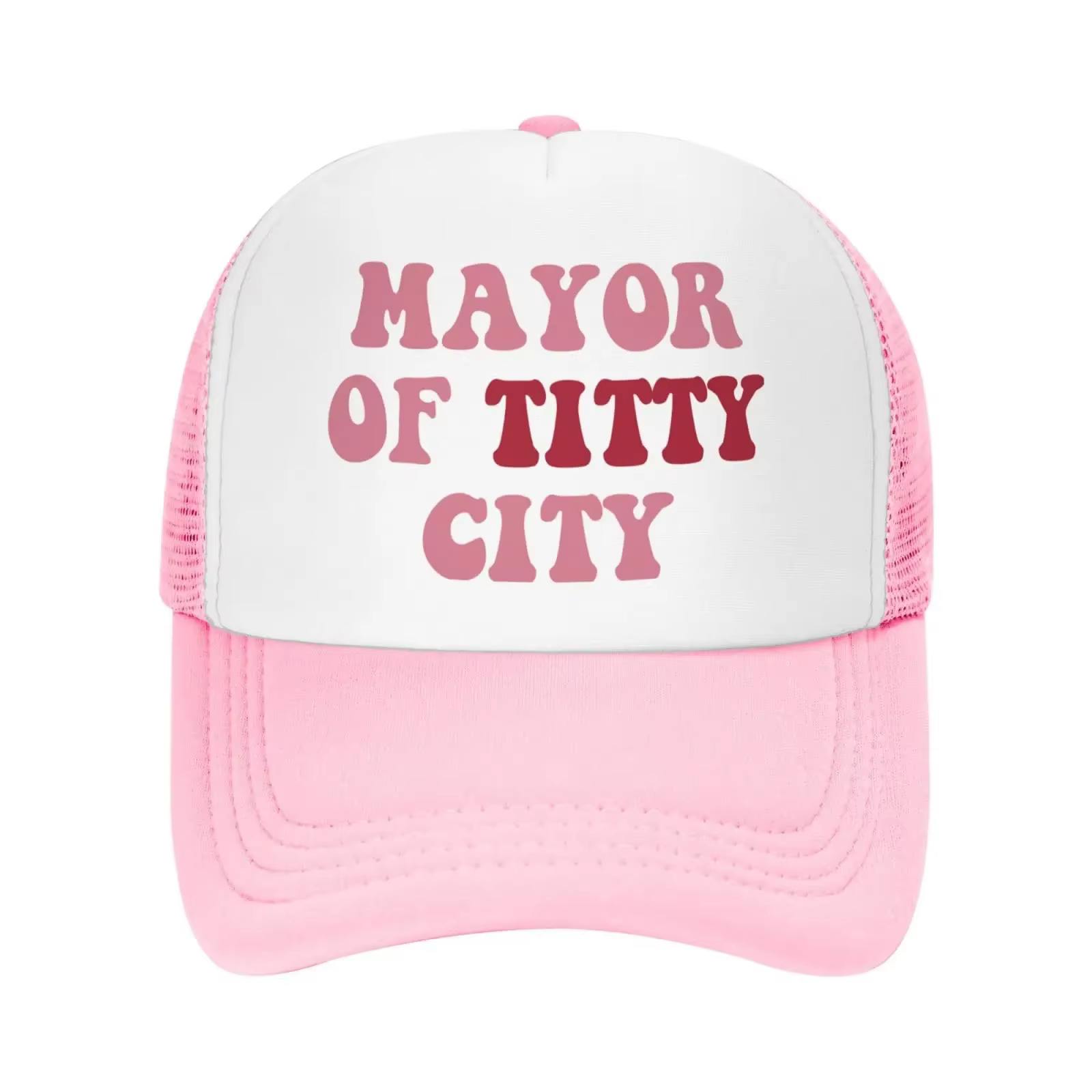 Wayne of Titty City Trucker Hats for Women, Pink, Funny Humor, Baseball Cap for Men, Humor Gift, One
