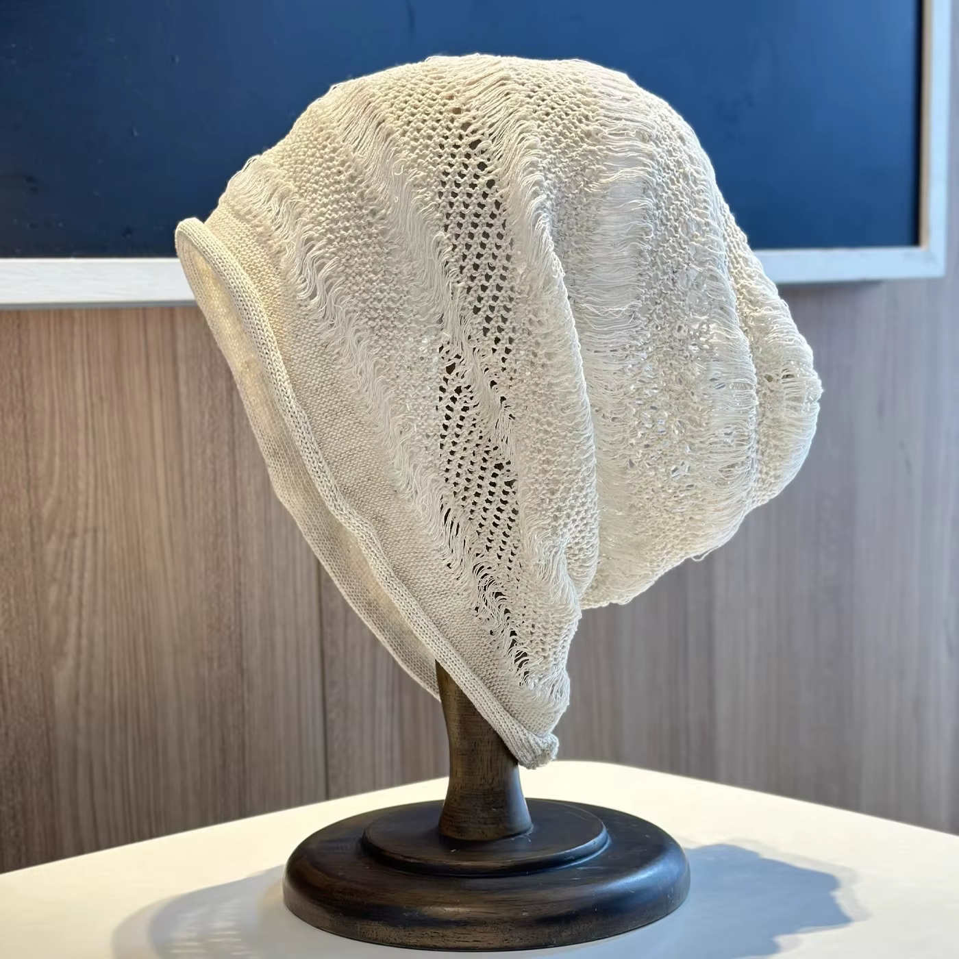 Nouveau bonnet tricoté ajouré pour femme, fin et respirant pour l'été, à bout couvert, couleur unie,