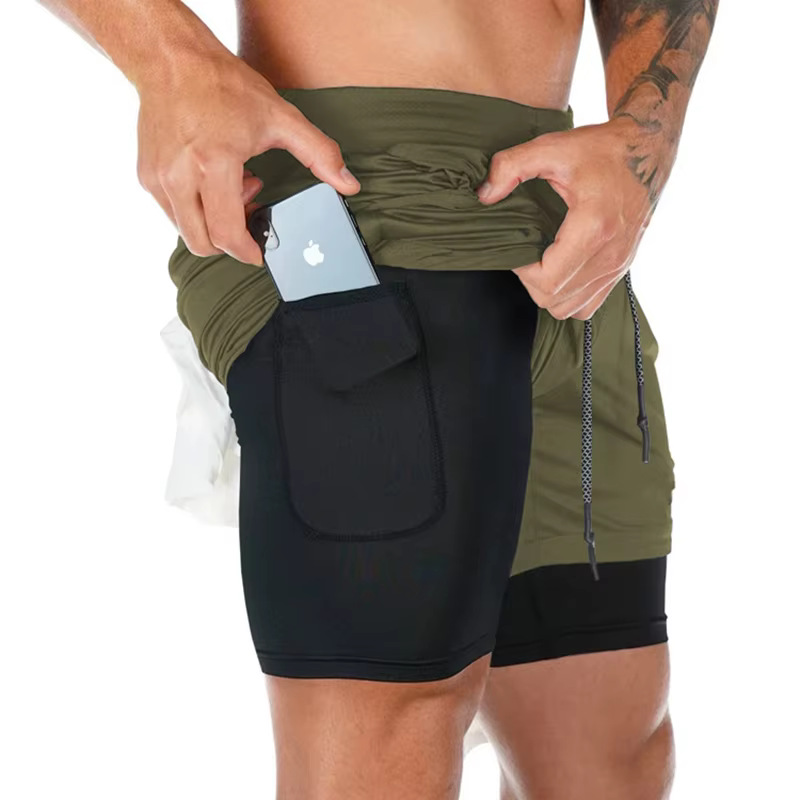 Short de course camouflage pour hommes, Short de sport 2 en 1, séchage rapide, entraînement, Fitness