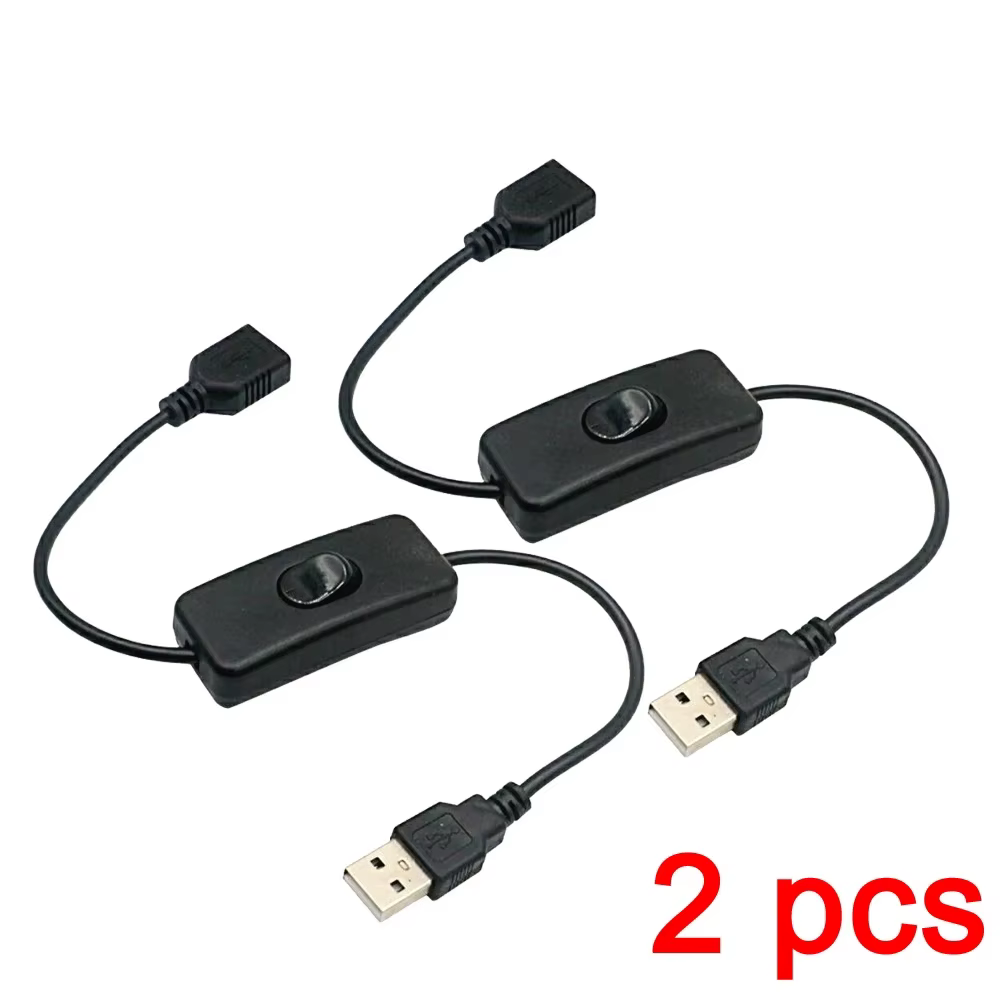 Câble USB avec interrupteur marche/arrêt, 2 pièces, Extension de câble à bascule pour lampe USB, lig