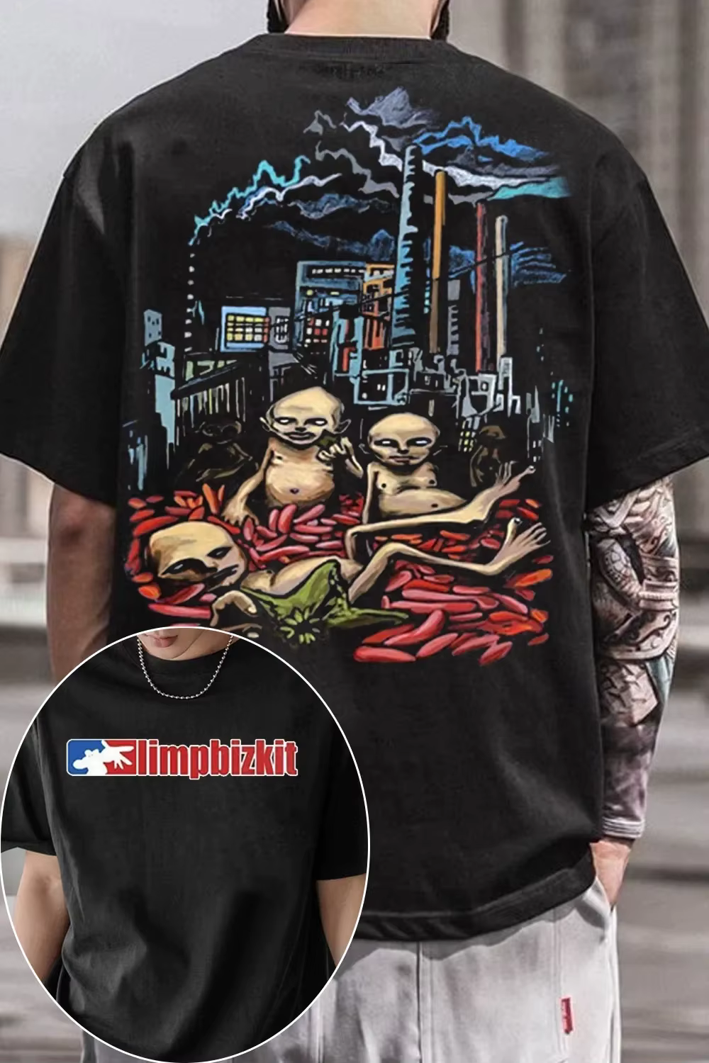 Limp Bizkit Rock Band T-shirt graphique pour hommes et femmes, en coton, décontracté, à manches cour