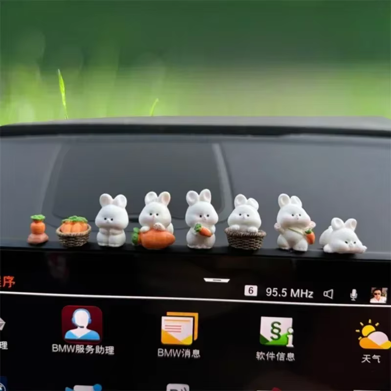 Accessoires de tableau de bord de voiture, mini lapin mignon et amusant, décoration de rétroviseur i