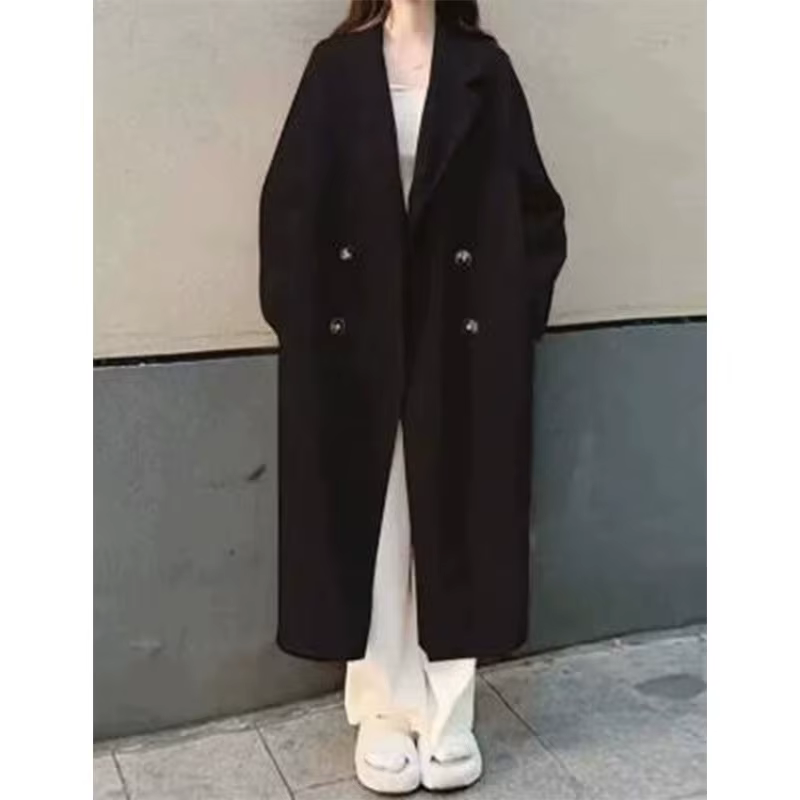 Manteau en laine mi-long de luxe pour femme, vêtement d'extérieur polyvalent, élégant et tendance, h