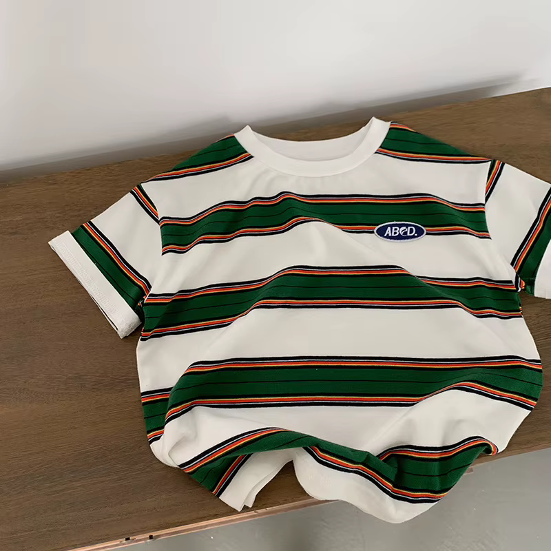 T-shirts rayés pour enfants pour garçons filles de 2 à 10 ans enfants T-shirts d'été coton t-shirt a