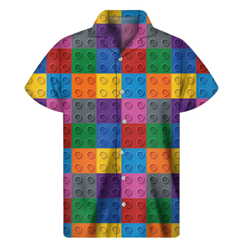 Chemise Hawaïenne Imprimée en 3D pour Homme, décennie s de Construction Créatifs, Revers de Rue, Ren