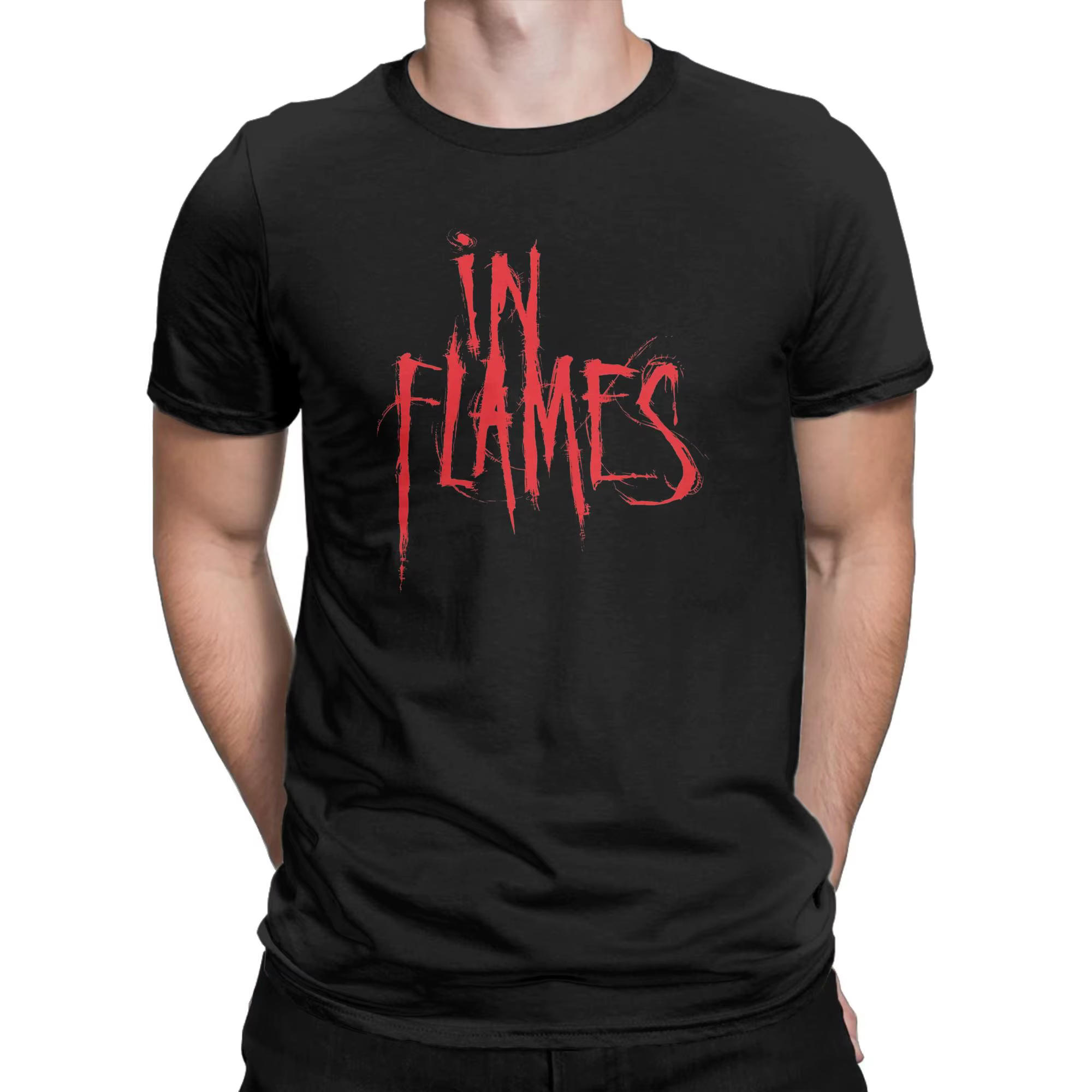 In Flames rock metal band t-shirt pour hommes femmes impression graphique t-shirts 100% coton vêteme