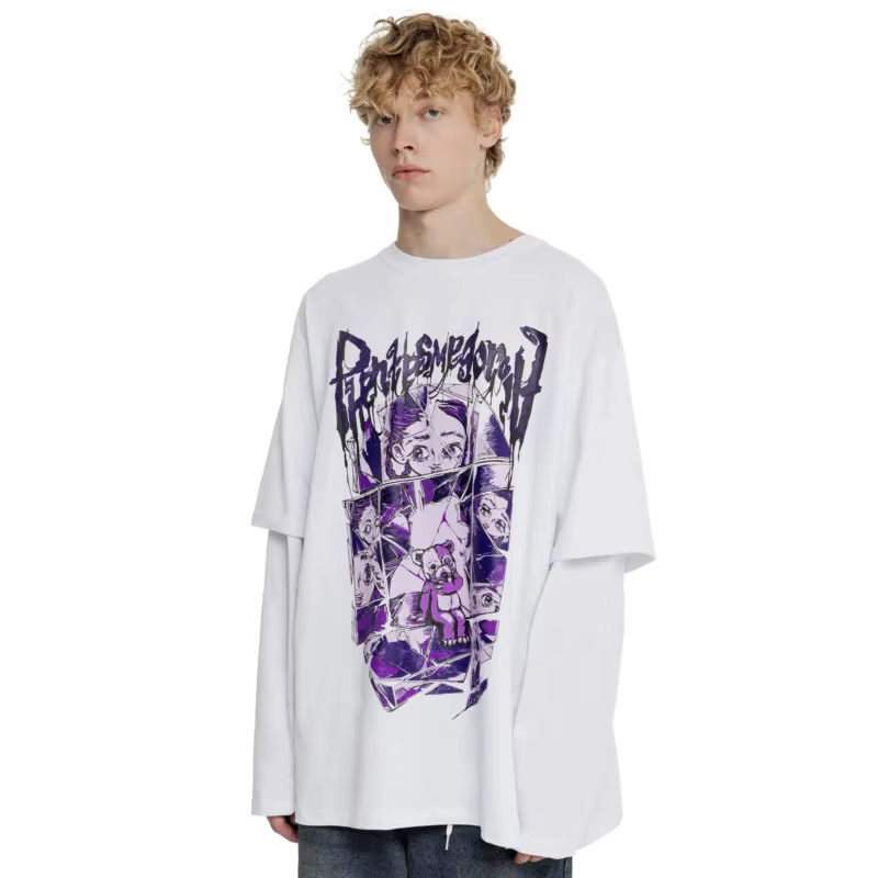 Harajuku surdimensionné Streetwear hommes t-shirt phantasmagoria imprimé graphique Hip Hop vêtements