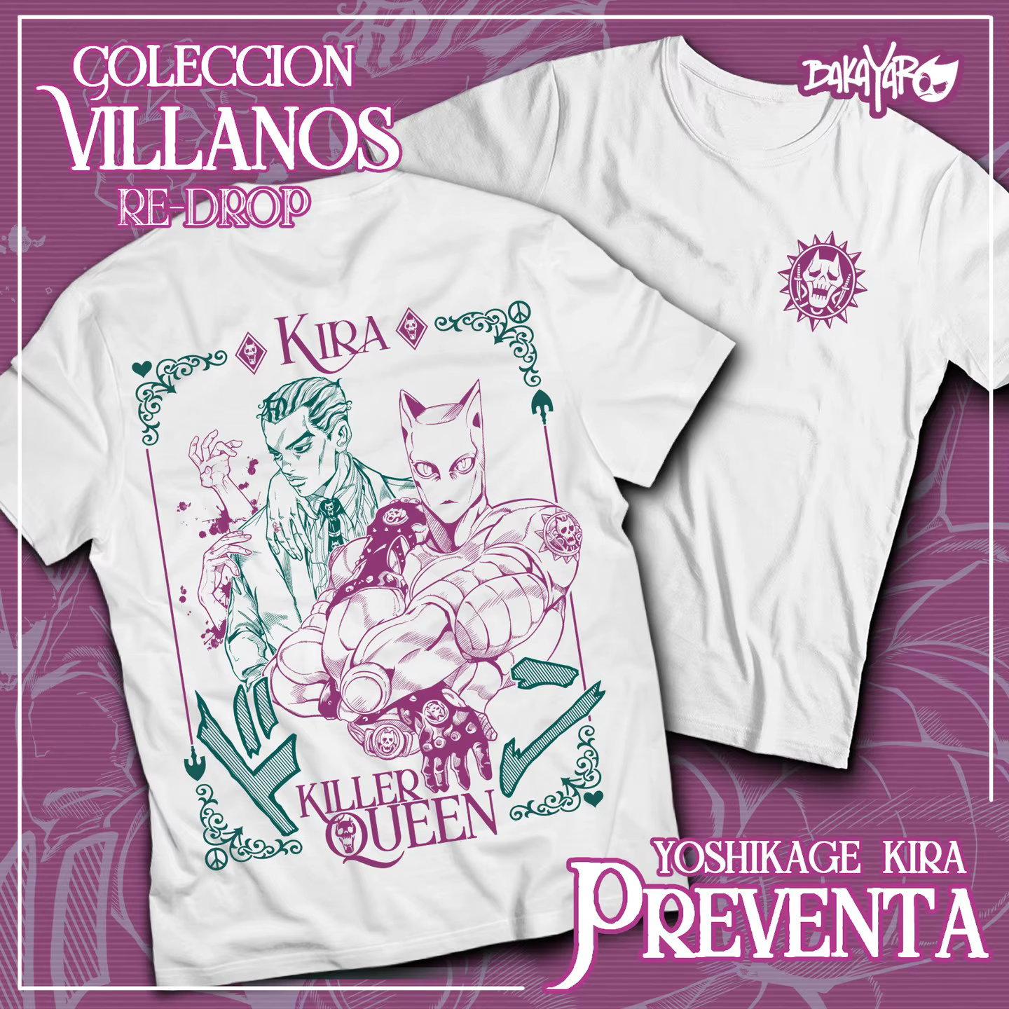 Jojo's Bizarre Adventure T-shirt Kira Killer Queen Anime Manga chemise T-shirt doux toutes tailles