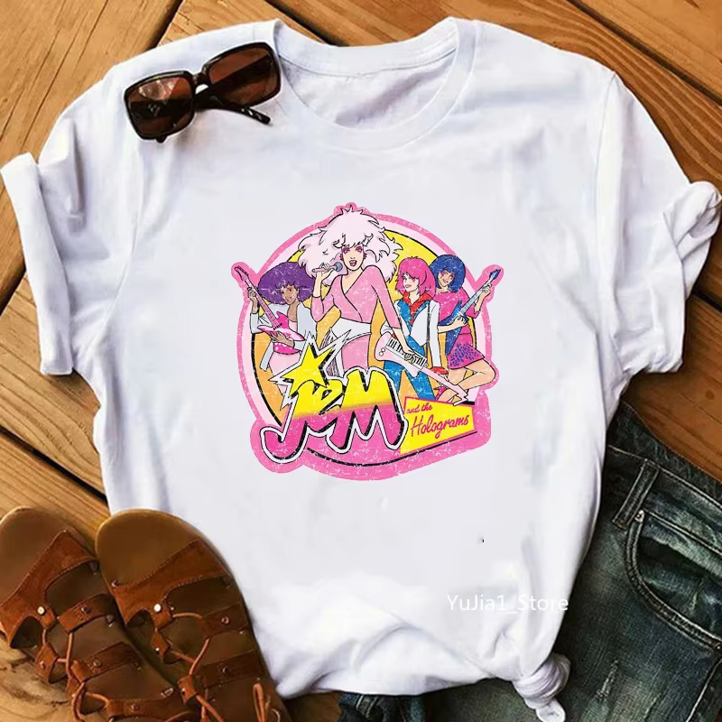 T-shirt Jem And The Holograms pour femmes, mode Hipster Hip Hop, vêtements d'été Streetwear, mignons