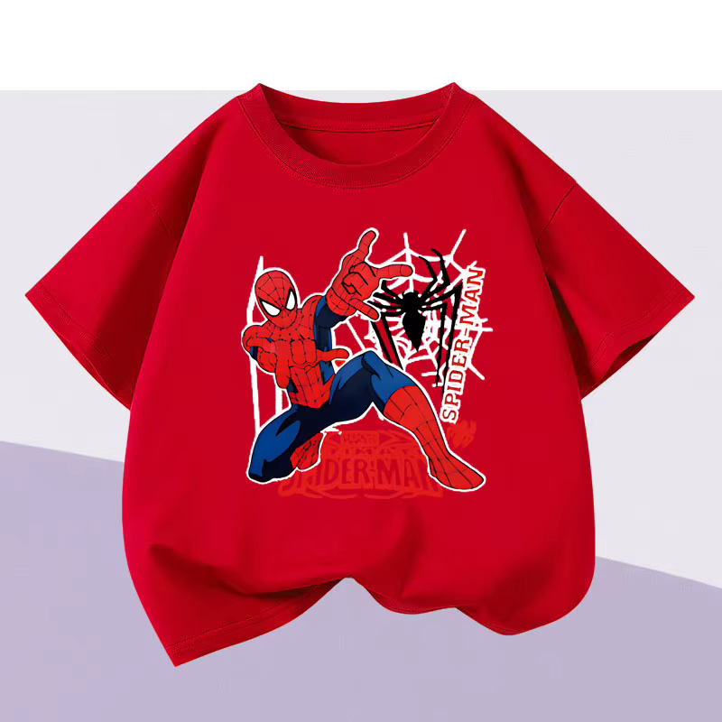 T-shirt décontracté d'été pour garçons, imprimé Spiderman, col rond, manches courtes, vêtements d'ex