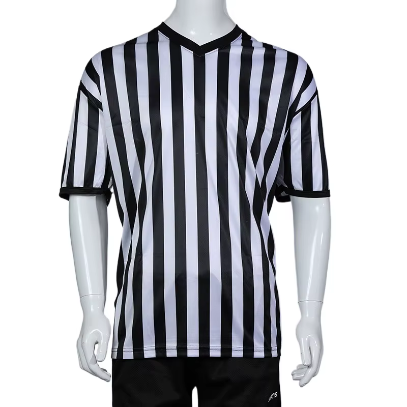 Maillot d'arbitre de basket-ball, T-Shirt rayé à manches courtes et col en v, vêtements respirants e
