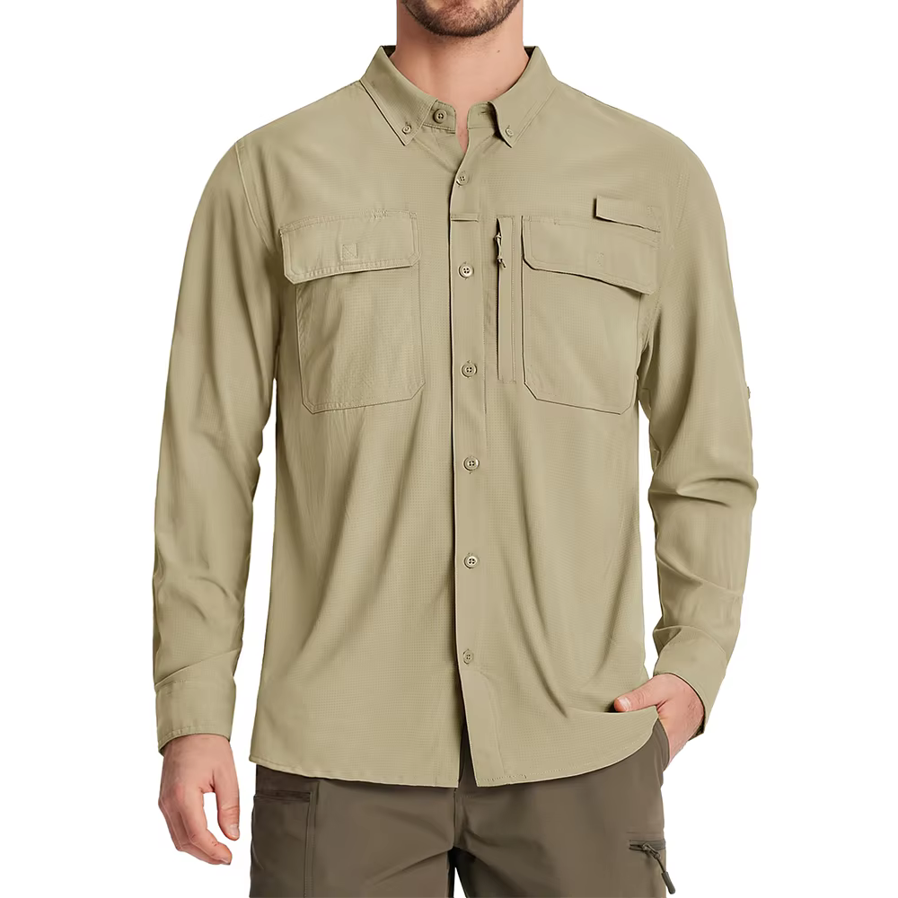 TACVASEN-Chemises Cargo à Manches sulfpour Homme, Protection Solaire, vaccage Rapide, Maille Respira