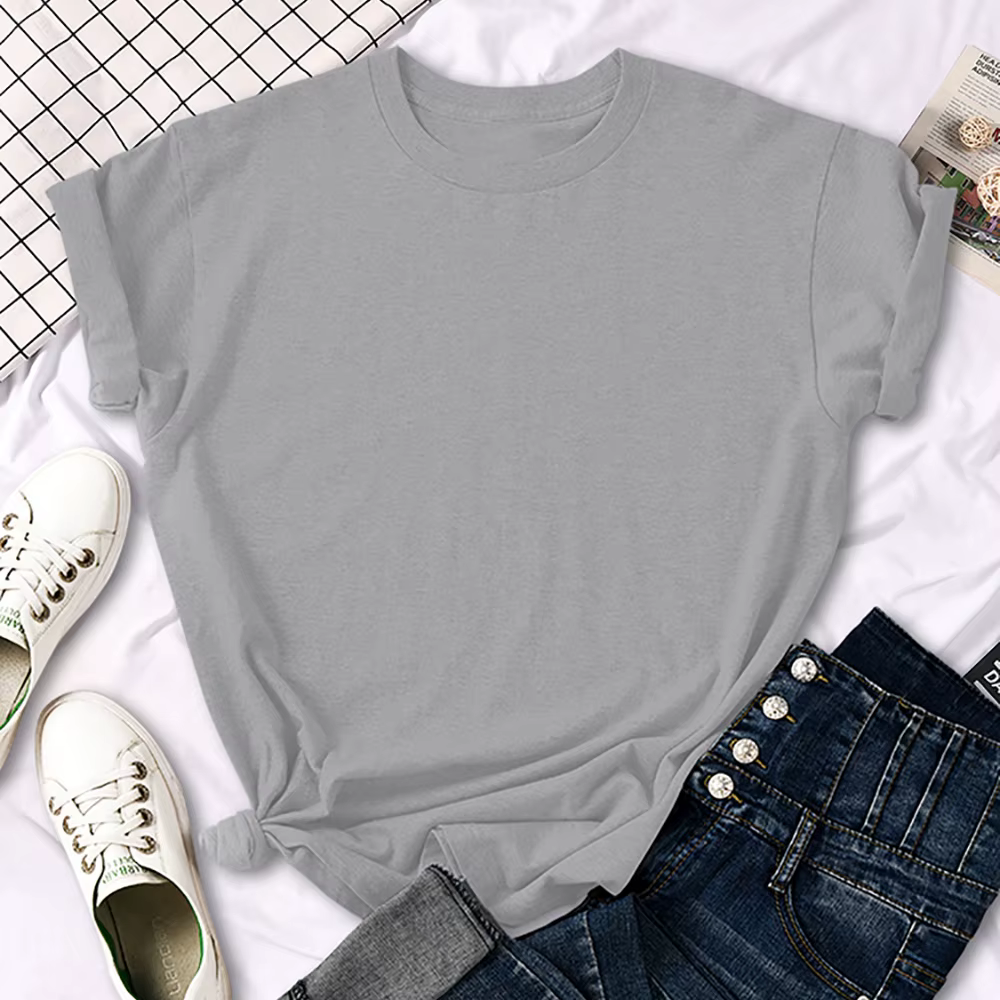 T-shirt décontracté pour femme, 12 couleurs unies, respirant, à manches courtes, style hip-hop, poly