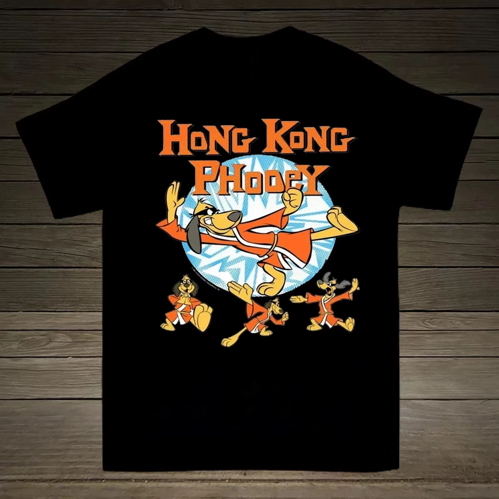 Chemise Vintage T-shirt graphique Vtg HulVtg 1970s Classic Hong Kong Phooey noir unisexe