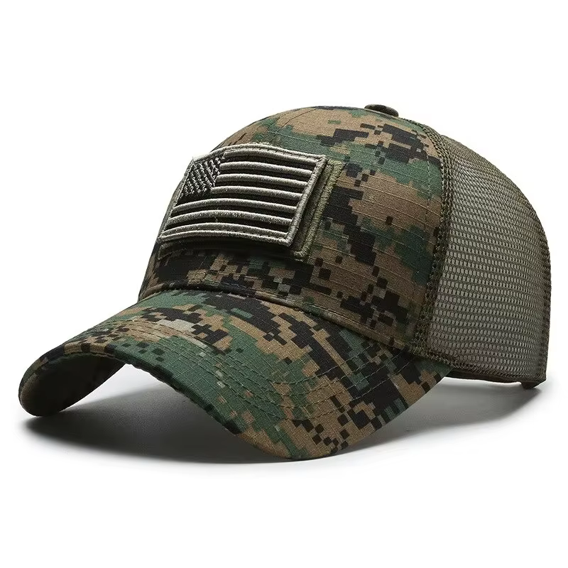 Autocollant de Camouflage drapeau américain, casquette de Baseball brodée, chapeau en filet pour hom