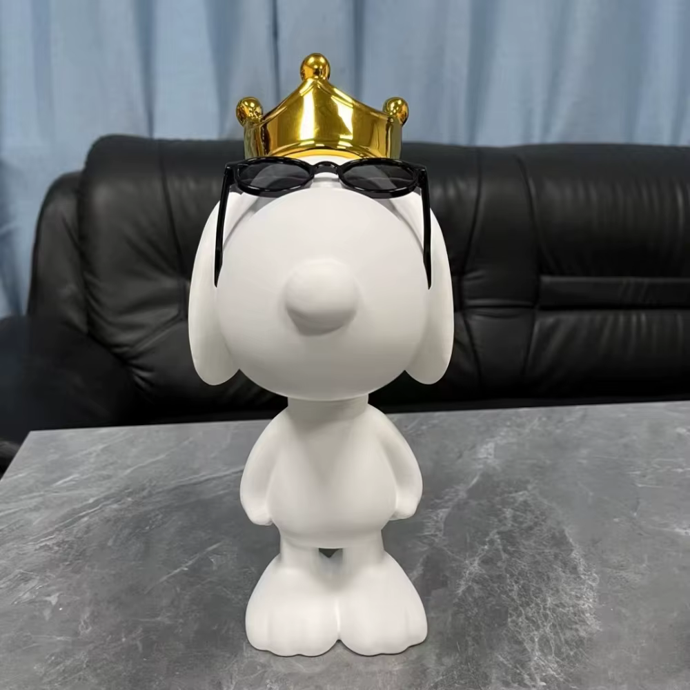 Statue de Snoopy 30cm, couronne de dessin animé, Sculpture de Snoopy, figurine galvanisée, grands or