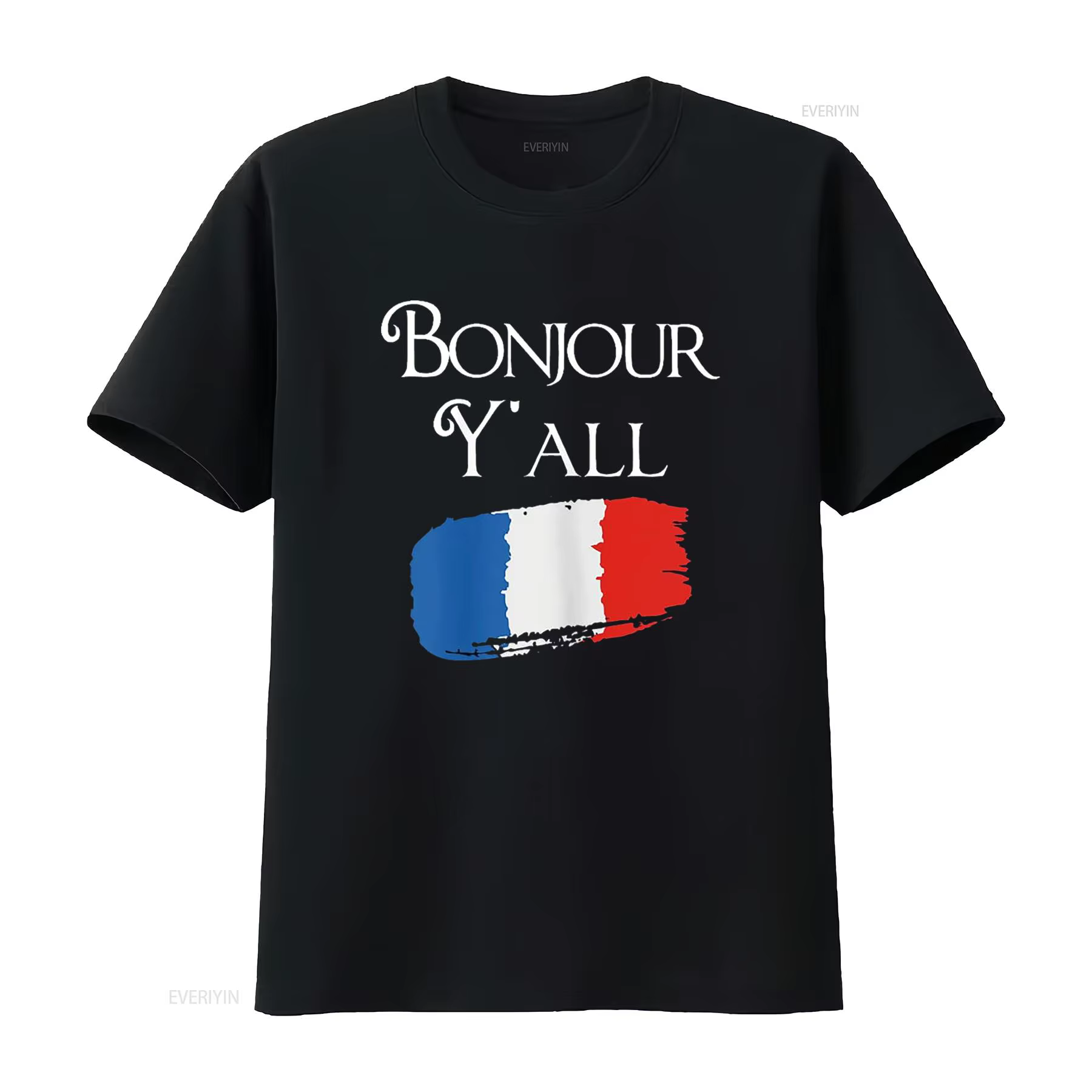 Bonjour Y tout drôle drapeau français t-shirt France amant vintage lavé homme mode décontracté éléga