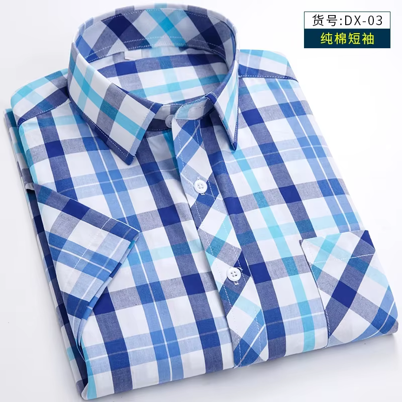 Hommes Robe Chemises À Manches Courtes D'été À Carreaux Grand Homme Haute Qualité Coton 100% Chemise