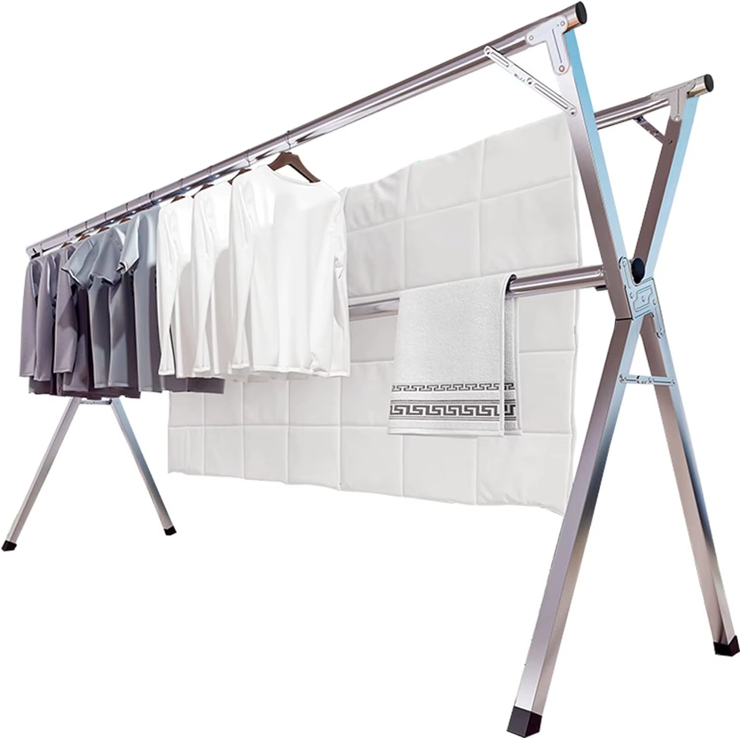 2M étendoir à vêtements vêtements pliant intérieur extérieur, support de séchage à linge robuste en 