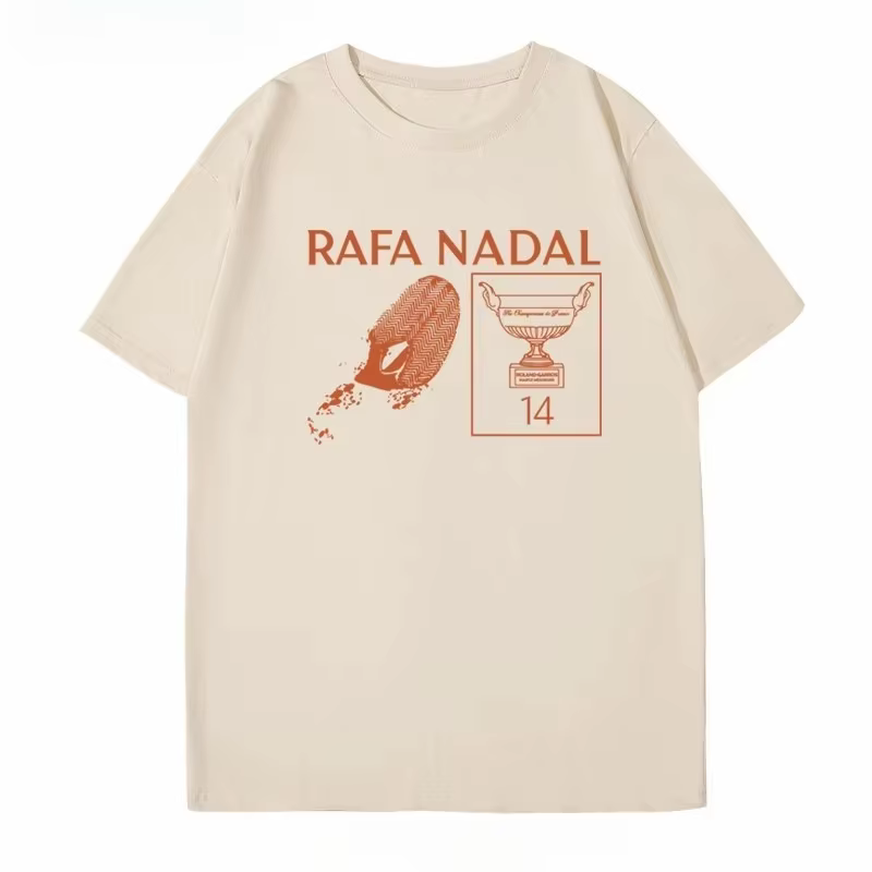 T-shirt de tennis à manches courtes 2026 Nadal Footprint Art Influencer Soil King Nadal Retirement M