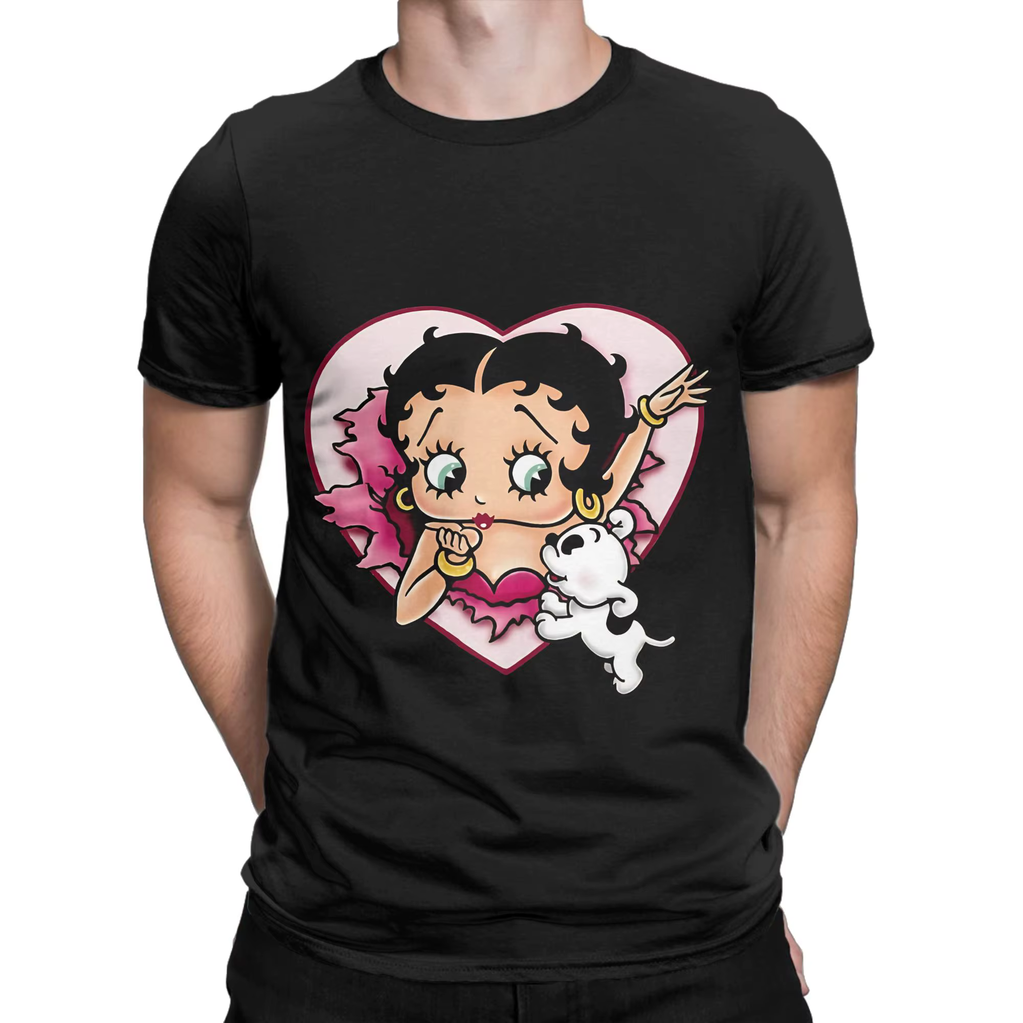bBetty Boop Peace Graphic T-shirt 100% coton bBetty Boop Tops Tees pour hommes