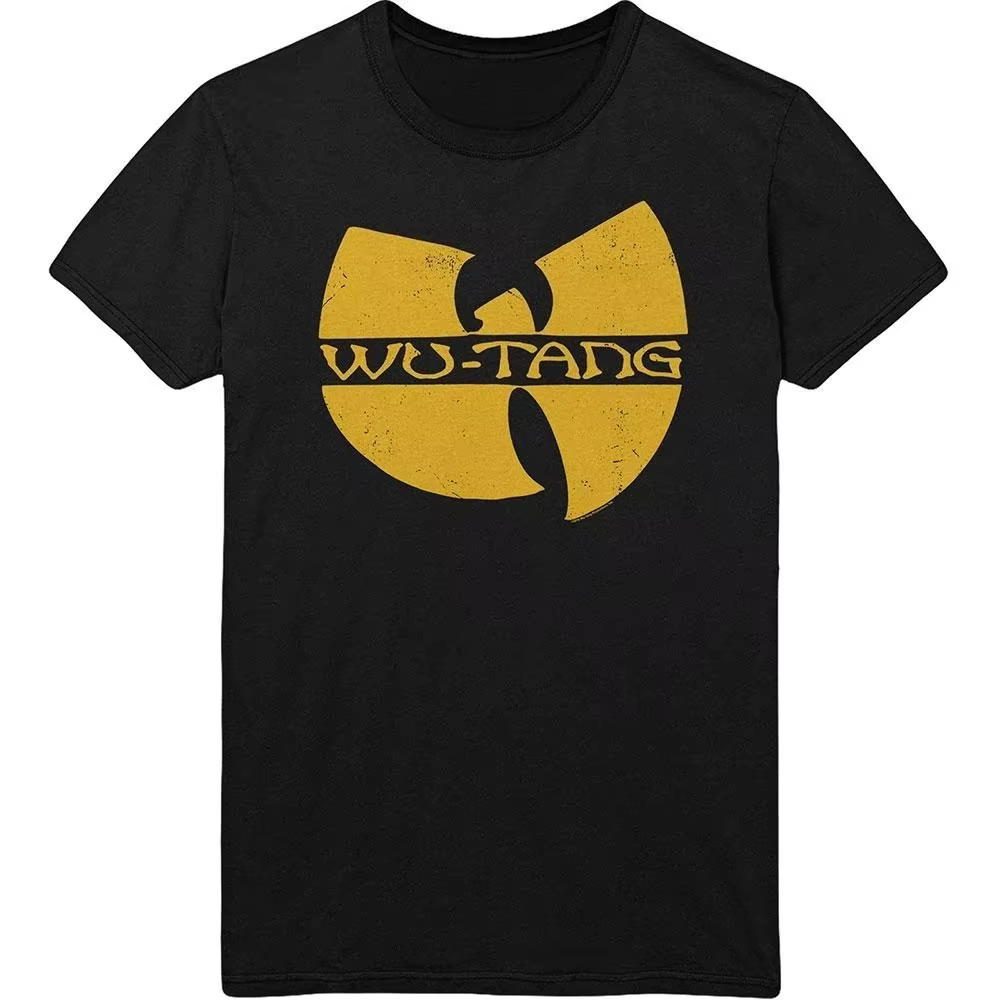 T-shirt en coton avec logo W classique Wu-Tang Clan, streetwear hip-hop unisexe, col rond, manches c