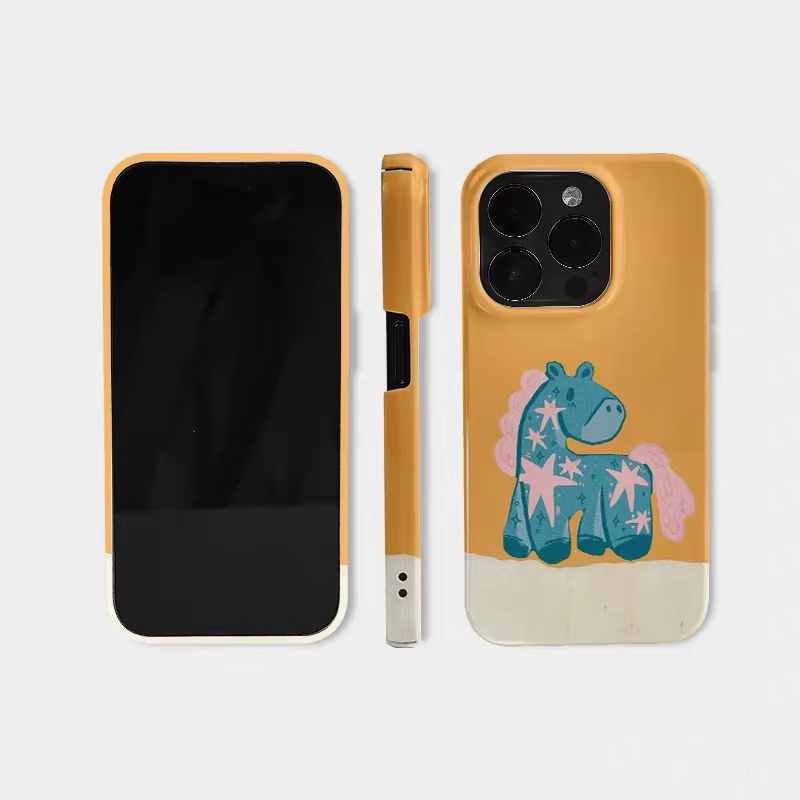 Coque de téléphone Orange Star Good Luck Horse pour IPHONE 17 Air 16E 15 PROMAX 14 Plus 13 12 MINI 1