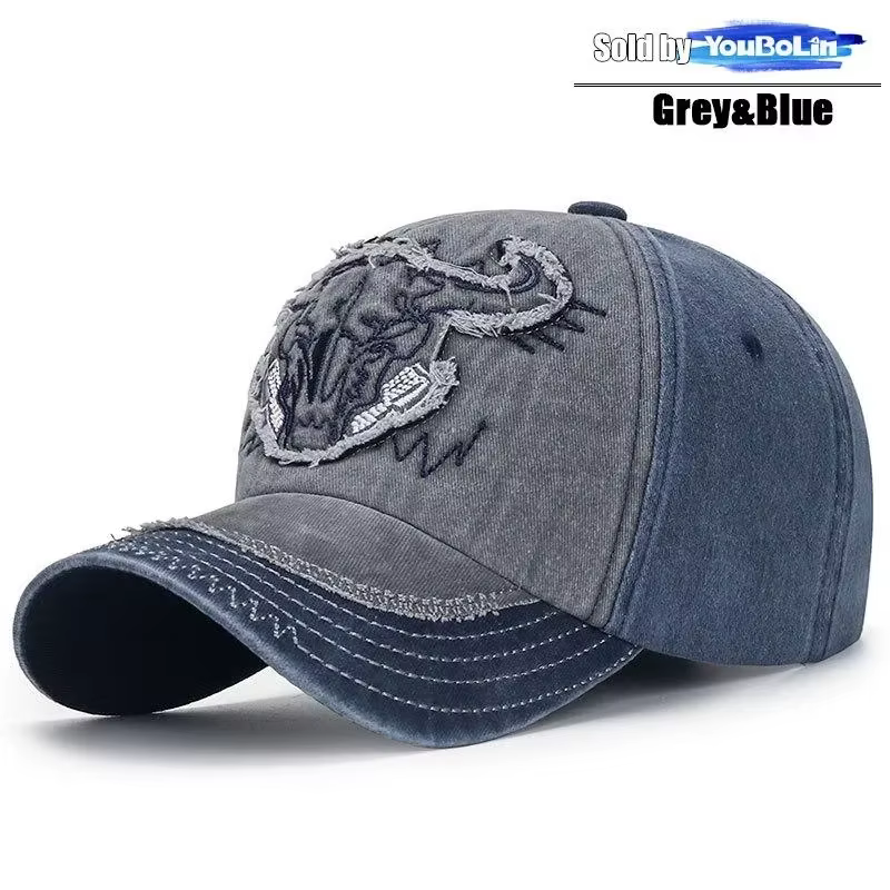 Casquette de baseball tête de taureau brodée, nouveau style délavé, pour hommes et femmes, vieille c
