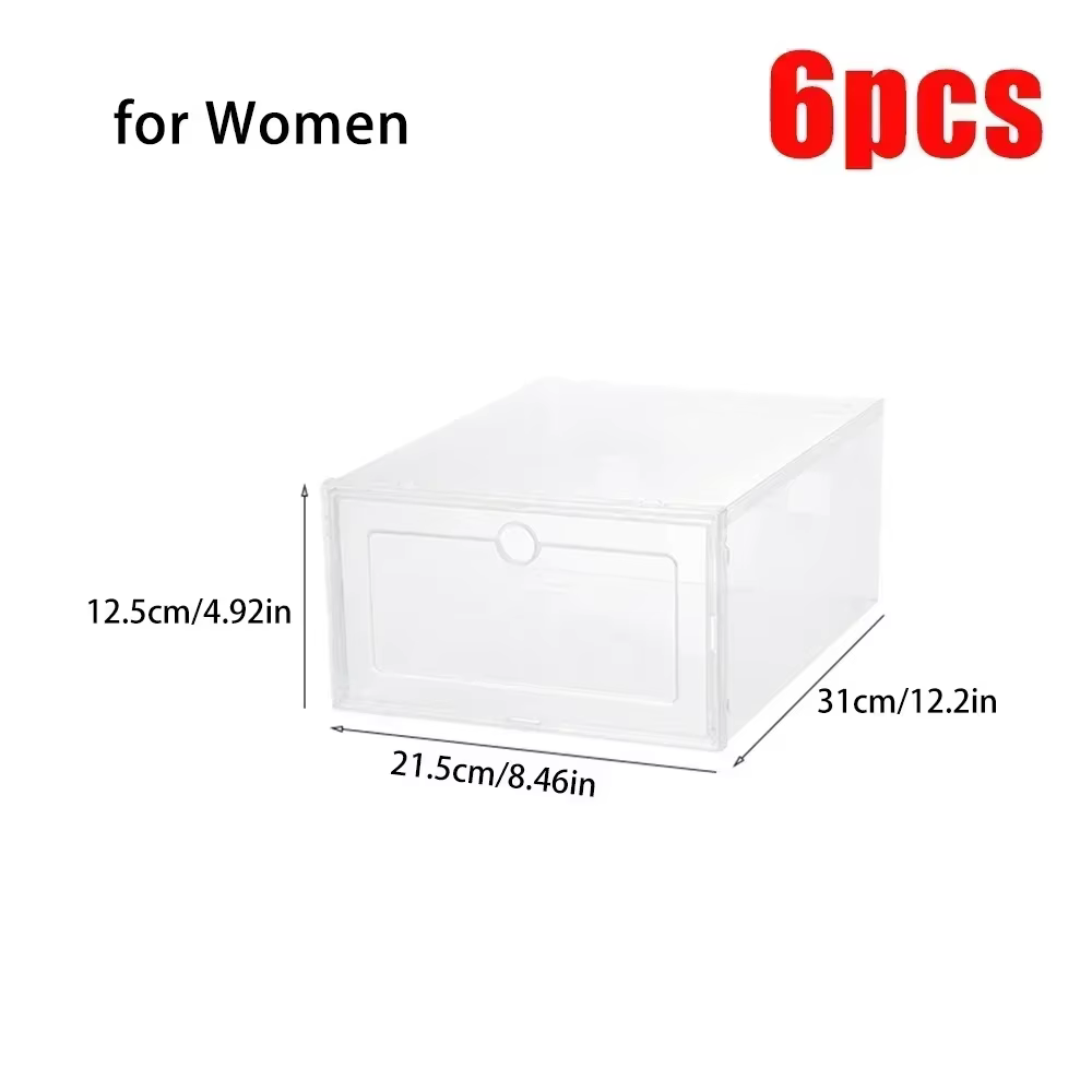 Boîtes à chaussures transparentes 6 pièces – Boîtes de rangement empilables, boîtes à baskets anti-p