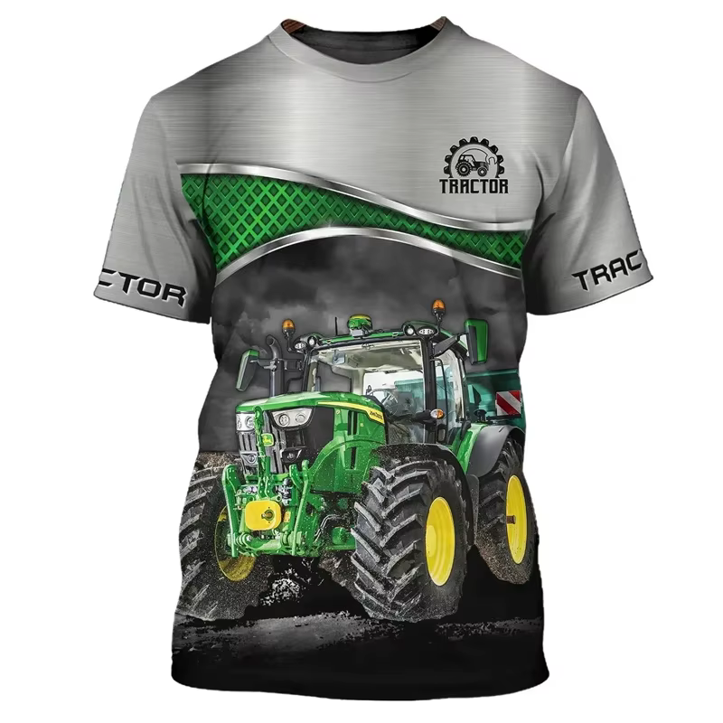 T-shirt graphique de tracteur de ferme pour hommes, Économie College en 3D de camion, Économie décon