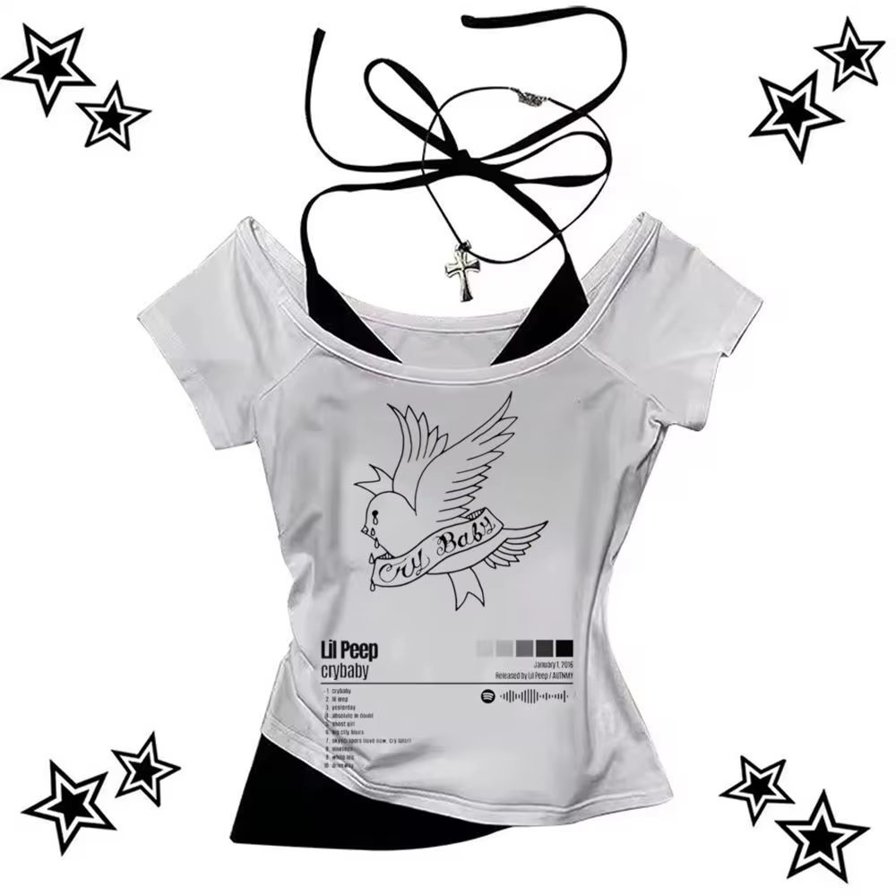 Lil Peep t-shirt femme psychédélique années 2000 Pop Culture kawaii chemise confortable hip hop resp