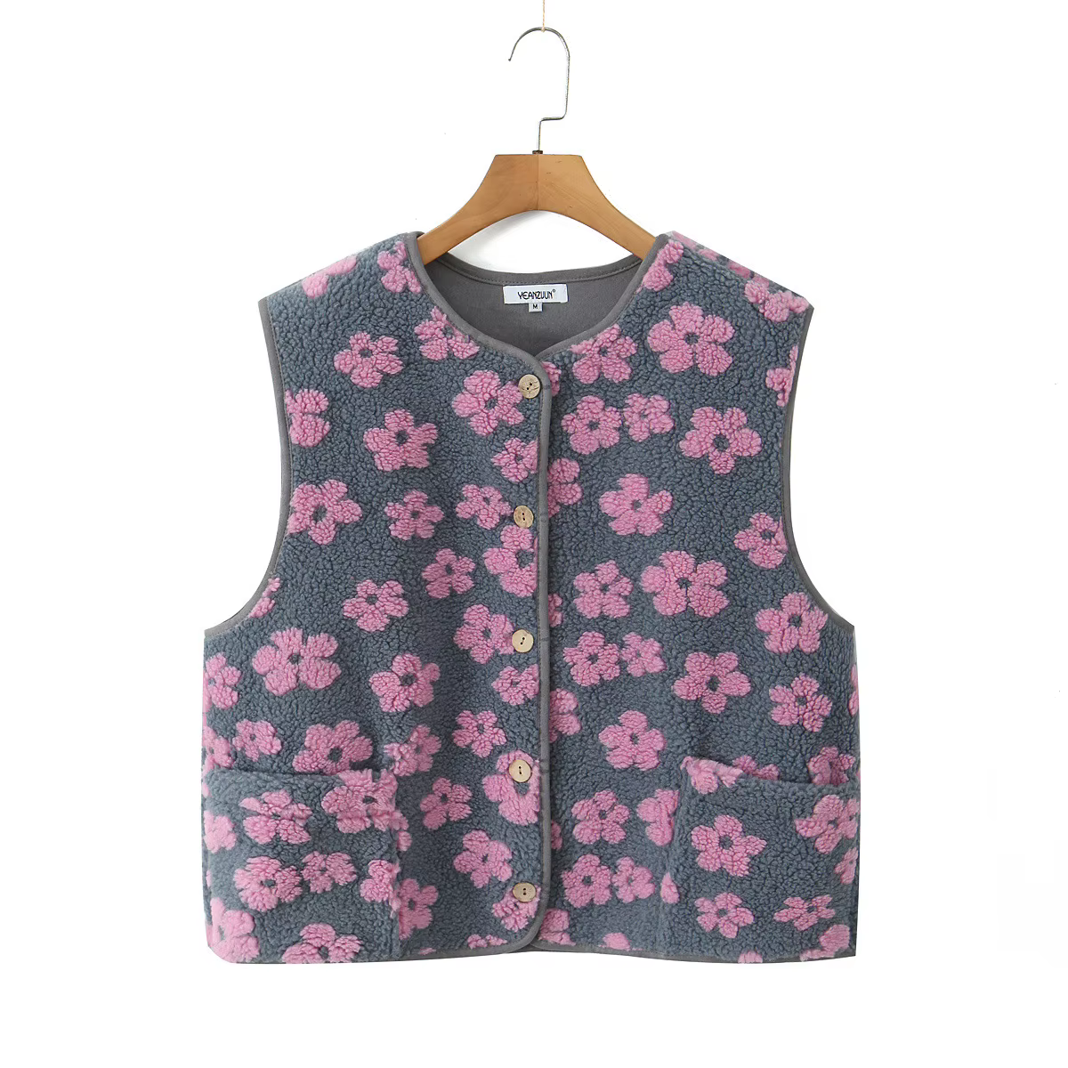 Vêtements pour femmes 2025 automne et hiver col rond sans manches imprimé polaire gilet gilet femmes