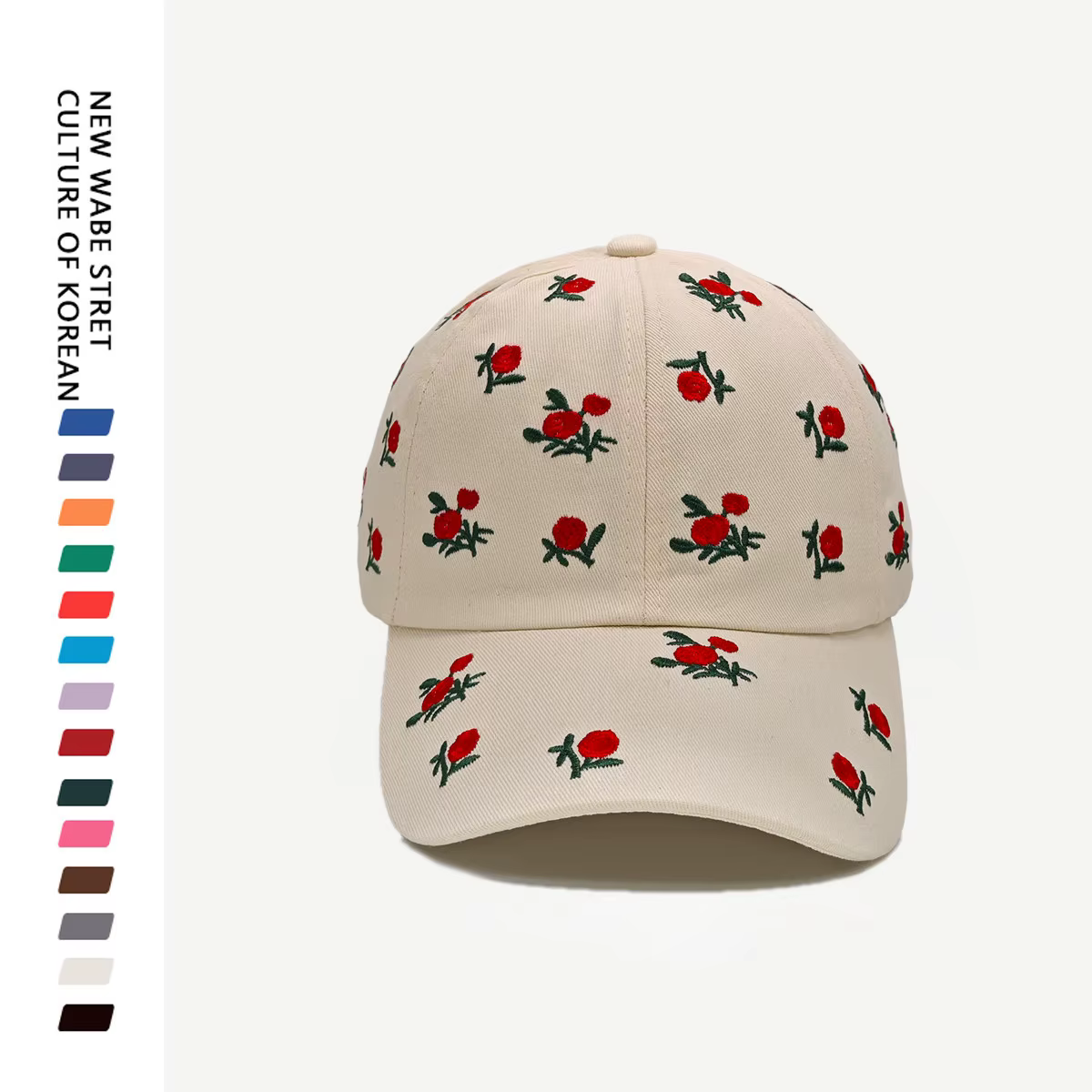 Nouvelle casquette de baseball brodée motif rose pour hommes et femmes, coupe profonde et grande tai