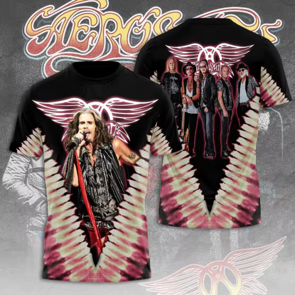 T-shirts imprimés en 3D de la groupe rock Aerosmith, t-shirts à manches courtes pour hommes et femme