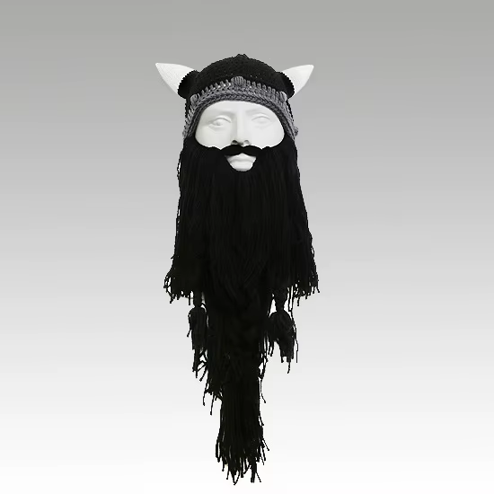Chapeau de perruque viking à longue barbe, cornes pointues, bonnet de personnalité chaud, accessoire