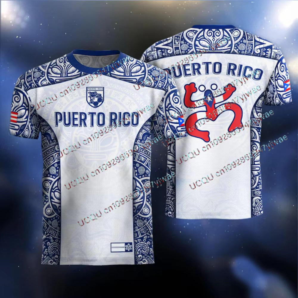 T-shirt à manches courtes pour hommes et femmes, tenue de jour de match portoricaine, maillot de foo