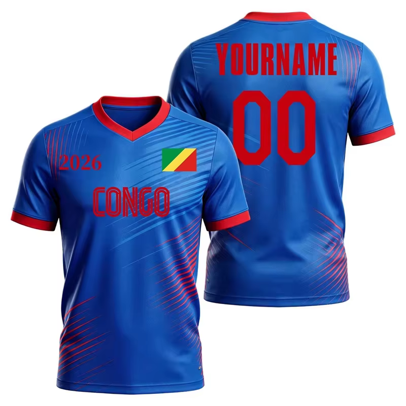 Nouveau T-shirt de football 2026 avec logo et motif imprimé, à manches courtes, coupe décontractée e