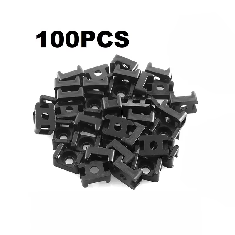 Clips de montage pour attache de câble, 100 pièces, Type selle, attaches à fermeture éclair, vis de 