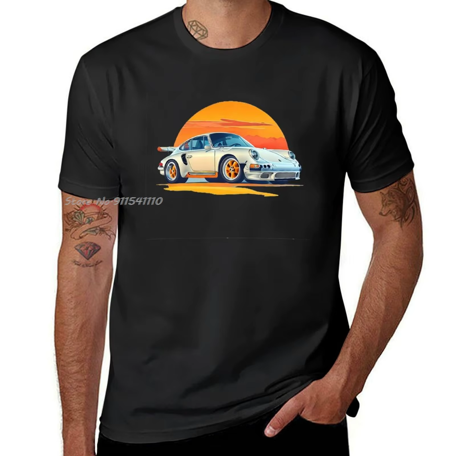 Blanc Porshe coton T-shirt vierges garçons imprimé Animal été unisexe hauts t-shirts Streetwear mode