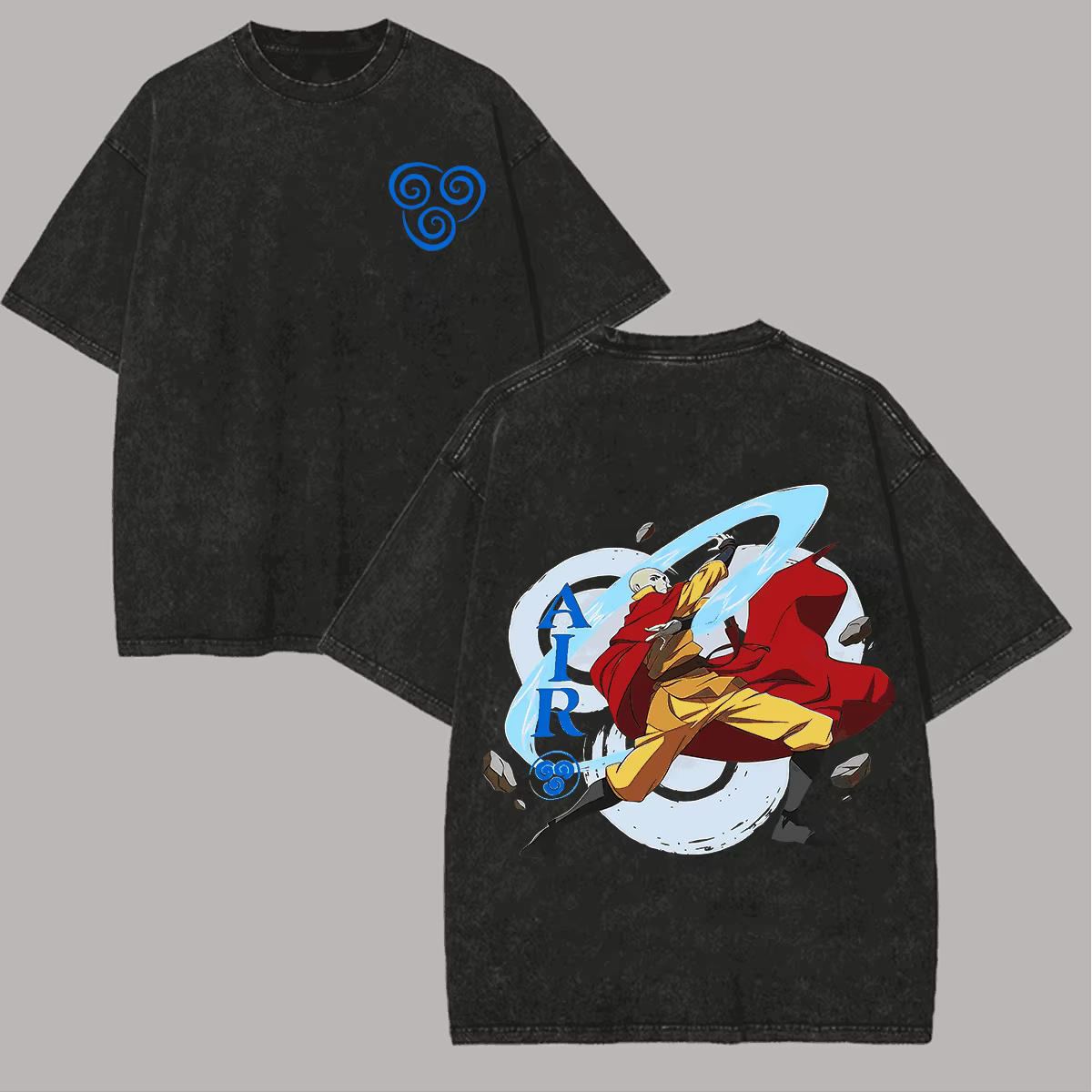 T-shirt Avatar The Last Airbender délavé, nouveau modèle 2026, vêtement de style vintage, coupe ampl