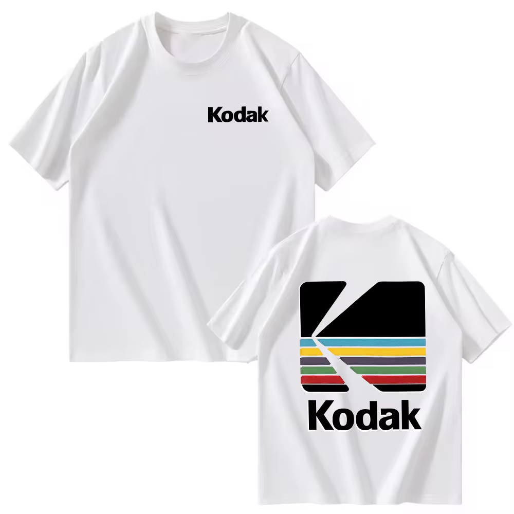 Kodak été marque best-seller 100% coton couleur unie polyvalent hommes T-shirt quotidien décontracté