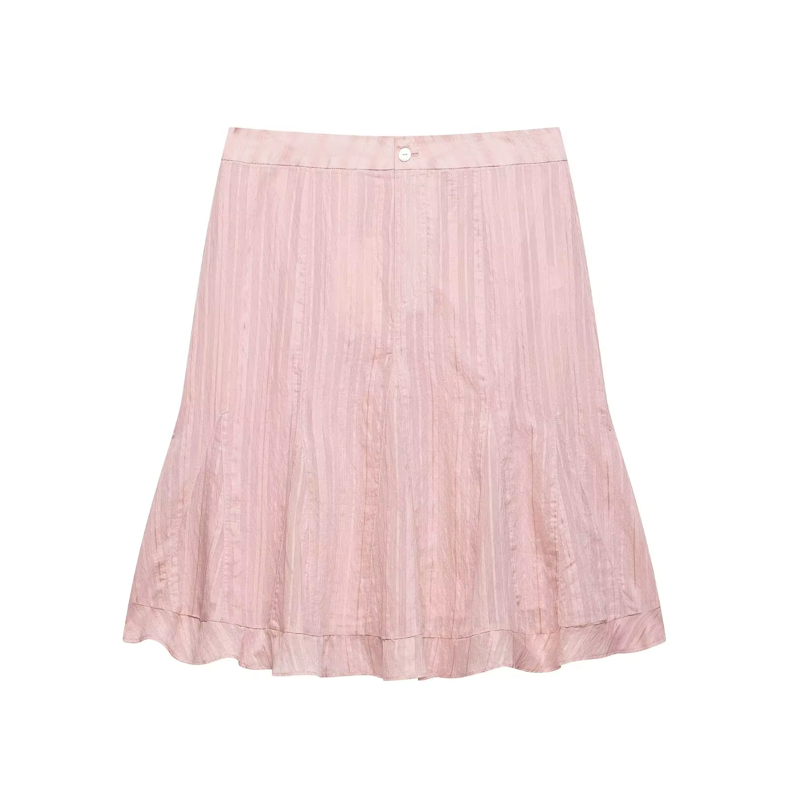 Jupe midi élégante en satin texturé pour femme HH, taille haute, évasée, avec volants, pour l'été, t